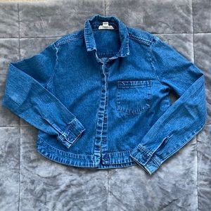 Denim Collared Crop Long-sleeve